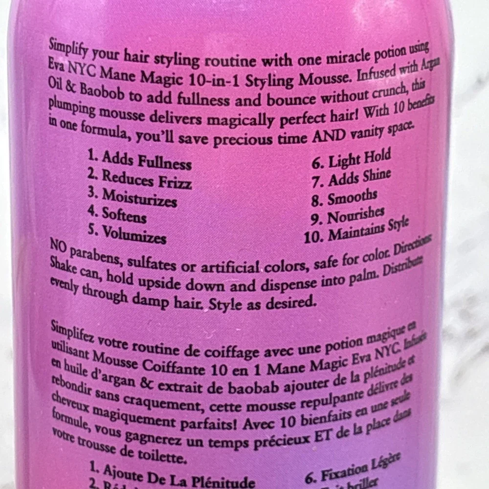 Eva NYC Mane Magic 10-in-1 Styling Mousse For All Hair‎ Types 5 oz New